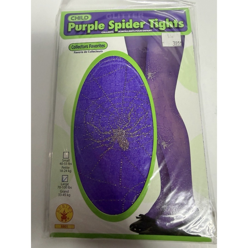 Collector's Favorites Halloween "Purple Glitter Spider Tights" Child's Large H-3